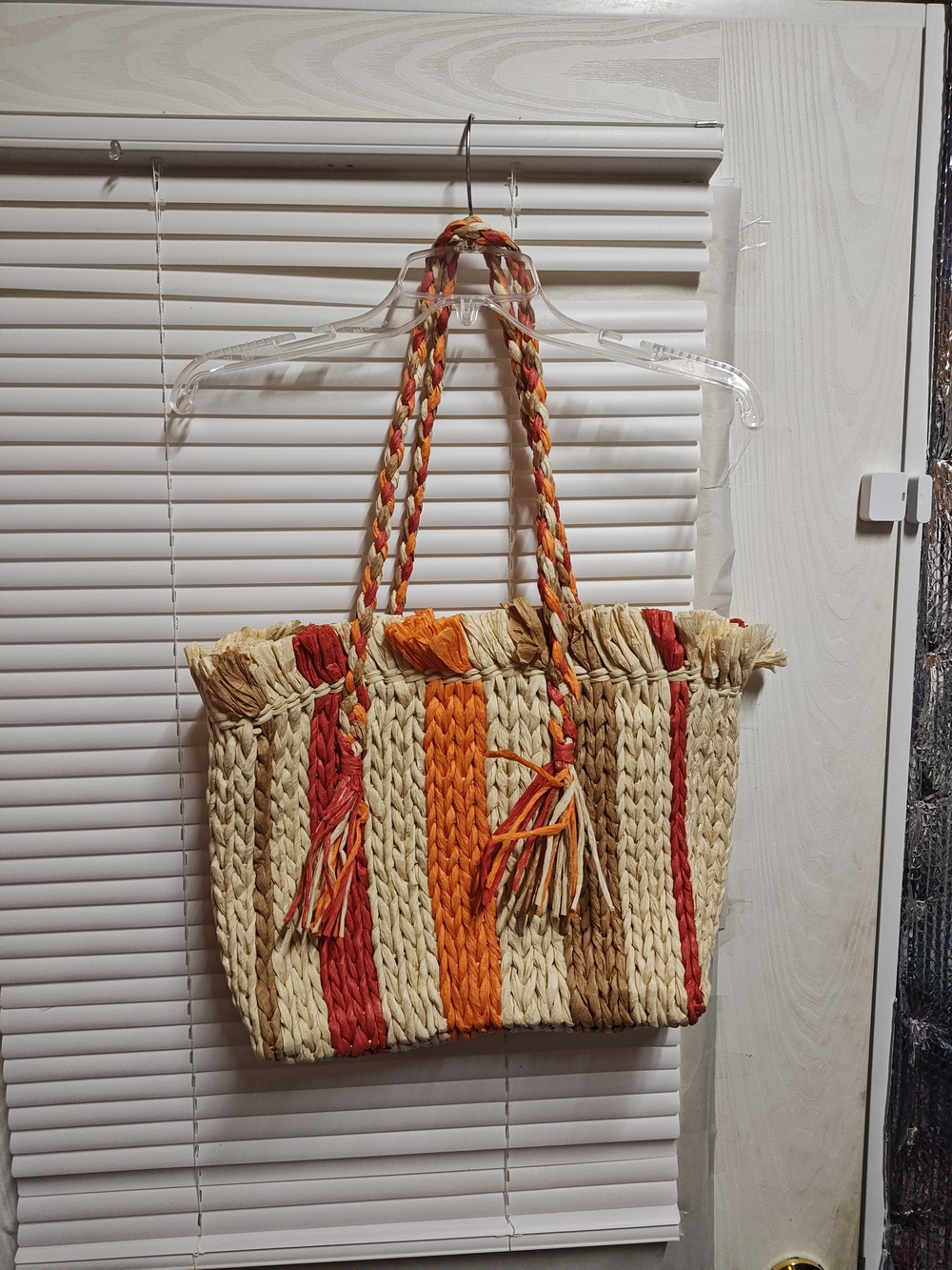 Sun 'N' Sand Orange Multi Paper Straw Shoulder Tote - Picture 3 of 6